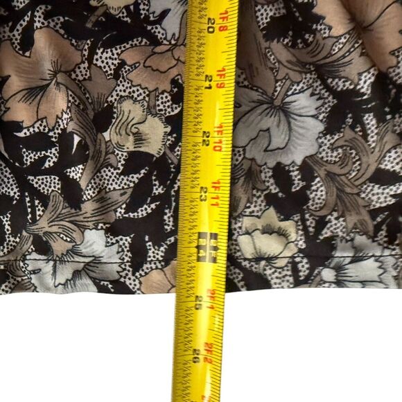 Rare 70s Vintage Brown, Black & Gray Floral Long Sleeve Button Down Top Size M - Picture 14 of 14
